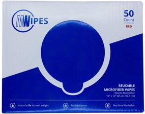 img 1 attached to 🧽 50 Count Microfiber Rags in Box - Mwipes - Reusable 10" x 12" Cleaning Wipes - Edgeless Terry Towels, Shop Rags, Wash, Dust, Disposable, House, Small Cleaning Cloths (Red)