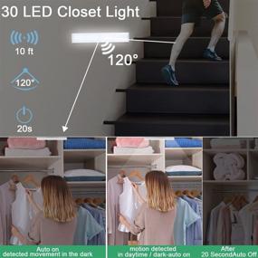 img 1 attached to 🌟 Brighten Up Your Closet: Bawoo LED Closet Light - Motion Sensor, Wireless & Rechargeable - Ideal for Stairs, Wardrobe, Kitchen, Hallway - 2 Modes & USB Charging - Pack of 3