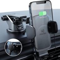 zeehoo wireless car charger: fast charging auto-clamping mount for iphone 13/12, samsung s21/note 20, leather-black logo