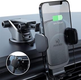 img 4 attached to ZeeHoo Wireless Car Charger: Fast Charging Auto-Clamping Mount for iPhone 13/12, Samsung S21/Note 20, Leather-Black