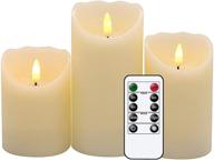 wondise flameless flickering pillar candles with remote and timer, battery operated 3d wick real wax ivory warm light led pillar candles for indoor home decoration, set of 3 (d3 x h4,5,6 inch) логотип