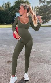 img 1 attached to 👗 Showcase Your Style with GOBLES Women's Sexy Long Sleeve High Waist Bodycon Jumpsuit Rompers