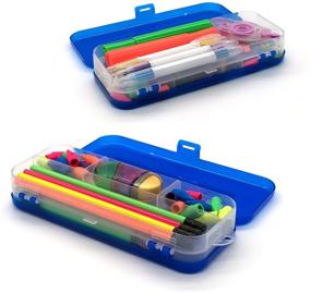 img 1 attached to 📦 Emraw Double Deck Organizer Box - Small Items Storage Solution with 5 Compartments | Durable Plastic Pencil Box and Pencil Case Combo | Mini Organizer Box | Random 4-Pack