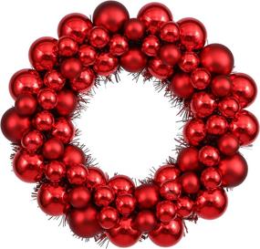 img 2 attached to 🎄 Vickerman 12" Red Shiny and Matte Ball Wreath - A Vibrant Holiday Decoration