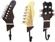 🎸 kungyo vintage guitar decorative hooks rack hangers for hanging clothes coats towels keys hats - metal resin hooks wall mounted heavy duty (3-pack) logo