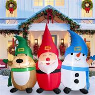 6.9 ft inflatable christmas decorations with built-in led lights - happy santa elk snowman for indoor and outdoor use logo