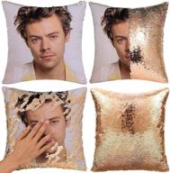 🥂 harry sequin pillowcase styles - decorative throw pillow cover for harry gag gifts - champagne logo