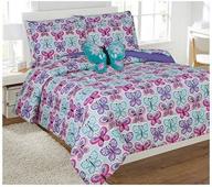 🦋 new butterfly blue/turquoise purple girls comforter set - fancy linen (full size) logo