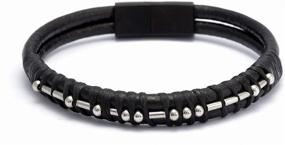 img 4 attached to Morse Code Leather Bracelets: The Perfect Gift for Men, Women, Girls, and Moms!
