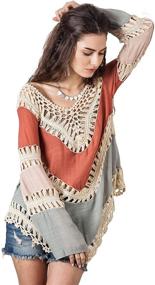 img 3 attached to 👚 Boho V Neck Crochet Tunic Tops Blouse Shirt Hollow Out Beach Swimsuit Cover up for Women by Vanbuy