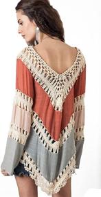 img 2 attached to 👚 Boho V Neck Crochet Tunic Tops Blouse Shirt Hollow Out Beach Swimsuit Cover up for Women by Vanbuy