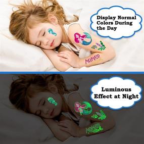 img 1 attached to 🧜 Enchanting 138pcs Mermaid Temporary Tattoos for Girls - Leesgel Luminous Mermaid Party Favors, Unforgettable Mermaid Party Supplies!