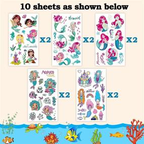 img 3 attached to 🧜 Enchanting 138pcs Mermaid Temporary Tattoos for Girls - Leesgel Luminous Mermaid Party Favors, Unforgettable Mermaid Party Supplies!
