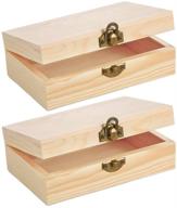 caydo 2-piece unfinished wooden box with hinged lid, front clasp – ideal for crafts, art, hobbies, and home organization – 6x4x2 inches logo