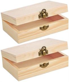 img 4 attached to Caydo 2-Piece Unfinished Wooden Box with Hinged Lid, Front Clasp – Ideal for Crafts, Art, Hobbies, and Home Organization – 6x4x2 Inches