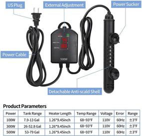 img 3 attached to 🔥 Woliver Submersible Aquarium Heater with Dual LED External Temperature Display Controller - 100W 300W 500W Fish Tank Heater for Saltwater and Freshwater