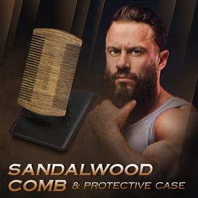 img 3 attached to 🧔 Pocket-Sized Bossman Sandalwood Beard Comb Set - Fine and Wide Tooth Wood Comb for Beard, Mustache, and Hair - Protective Case Included - Essential Men's Beard Care Shaping Tool