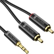 🔌 syncwire rca cable - 6ft dual shielded gold-plated 3.5mm to 2rca male stereo audio adapter coaxial cable, nylon braided aux rca y cord for smartphones, speakers, tablets, mp3, hdtv - black logo
