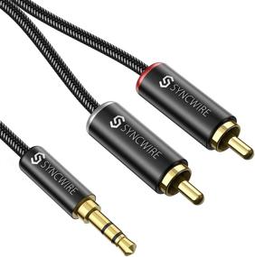 img 4 attached to 🔌 Syncwire RCA Cable - 6ft Dual Shielded Gold-Plated 3.5mm to 2RCA Male Stereo Audio Adapter Coaxial Cable, Nylon Braided Aux RCA Y Cord for Smartphones, Speakers, Tablets, MP3, HDTV - Black