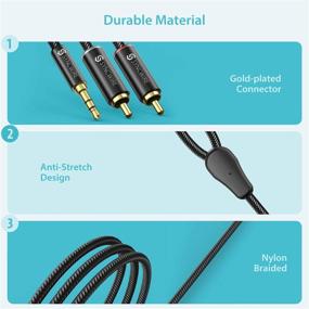 img 2 attached to 🔌 Syncwire RCA Cable - 6ft Dual Shielded Gold-Plated 3.5mm to 2RCA Male Stereo Audio Adapter Coaxial Cable, Nylon Braided Aux RCA Y Cord for Smartphones, Speakers, Tablets, MP3, HDTV - Black