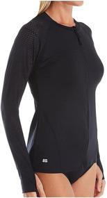 img 1 attached to Zip Front Rash Guard Athletic Women's Clothing