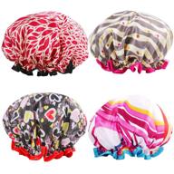 esarora 4 pack extra large shower caps - perfect for all hair lengths and thicknesses - waterproof - double layer logo