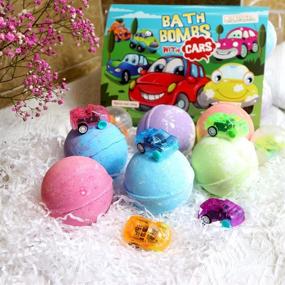 img 2 attached to 🚗 CF Natural Daily Cars Bath Bomb Gift Set: 6 Pack 7oz Huge Bath Bombs for Kids with Pull-Back Cars Inside - Organic Rich Foam, Strong Fizzies for Children