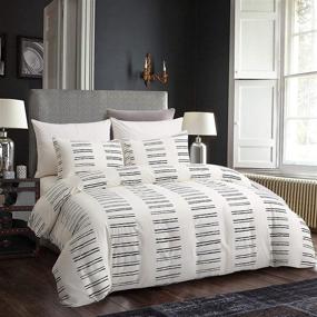 img 3 attached to 🛏️ GETIANN Набор мягкого постельного белья на двуспальную кровать - белый полосатый наволочки на одеяло для полного размера 90"x90" - отельного качества (Дорога, Полноразмерный/двуспальный)