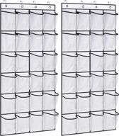 👞 kimbora 2-pack over the door shoe rack organizer with 24 large mesh pockets - hanging shoe hanger holder for closet in white логотип