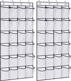 img 4 attached to 👞 KIMBORA 2-Pack Over the Door Shoe Rack Organizer with 24 Large Mesh Pockets - Hanging Shoe Hanger Holder for Closet in White