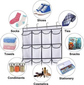 img 2 attached to 👞 KIMBORA 2-Pack Over the Door Shoe Rack Organizer with 24 Large Mesh Pockets - Hanging Shoe Hanger Holder for Closet in White