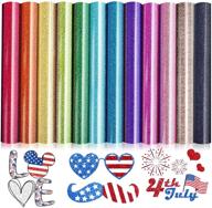 🎨 cysincos htv heat transfer vinyl bundle - 12 sheets of glitter iron-on vinyl, 12 x 10 inch - perfect for t-shirts, hats, clothes, and diy crafts - color glitter theme logo