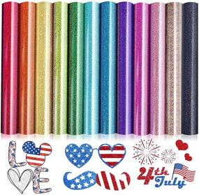 img 4 attached to 🎨 Cysincos HTV Heat Transfer Vinyl Bundle - 12 Sheets of Glitter Iron-On Vinyl, 12 x 10 Inch - Perfect for T-Shirts, Hats, Clothes, and DIY Crafts - Color Glitter Theme