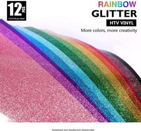 img 3 attached to 🎨 Cysincos HTV Heat Transfer Vinyl Bundle - 12 Sheets of Glitter Iron-On Vinyl, 12 x 10 Inch - Perfect for T-Shirts, Hats, Clothes, and DIY Crafts - Color Glitter Theme