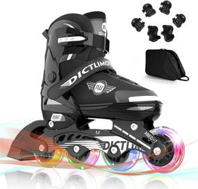 img 4 attached to DICTUMOTION Inline Roller Skates with Full Light Up Wheels - Perfect for Kids & Adults, Adjustable Sizes, Ideal for Indoor & Outdoor Activities, Ages 6-12
