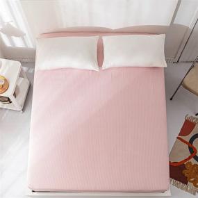 img 1 attached to 🛏️ AOJIM 100% Cotton Printing Pinstripe Fitted Sheet Queen Size 60x80 with 15-inch Deep Pocket Design Patterns Pink/White Stripes Striola Mattress Cover for Kids/Adults - Enhanced SEO