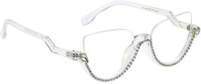 img 2 attached to Fashion Cat Eye Half Rim Eyeglass Diamonds