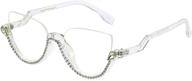 fashion cat eye half rim eyeglass diamonds logo