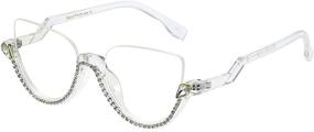 img 4 attached to Fashion Cat Eye Half Rim Eyeglass Diamonds