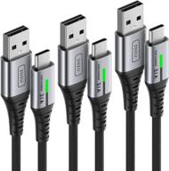 💪 iniu usb c cable set of 3, 3.1a qc3.0 fast charging type c cables in nylon braided (1.6ft, 3.3ft, 10ft) for samsung s20 s10 s9 s8 plus note 10 9 lg google pixel oneplus huawei and more logo