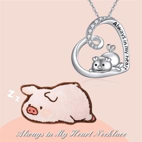 img 1 attached to 🐷 WINNICACA Pig Necklace: 925 Sterling Silver Cute Animal Heart Pendant – Perfect Pig Gift for Pig Lovers, Valentine's, Anniversary, Christmas, Birthday Jewelry for Women & Girls