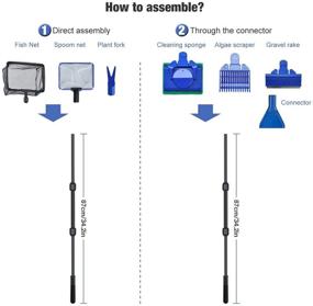 img 1 attached to 🐠 SONGWAY Набор для чистки аквариумов 6 в 1 | Сетка для рыб, Ложка-сетка, Грабли для гравия, Вилка для растений, Скребок, Губка, Коннектор | Полный комплект инструментов для поддержания чистоты рыбного аквариума
