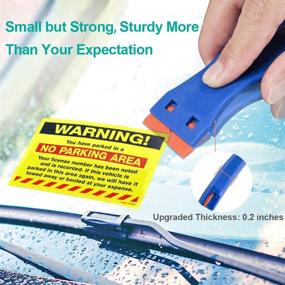img 2 attached to 🔹 Plastic Razor Blade Scraper with 100 Pack Blades: Auto Window Tint & Sticker Remover Tool, Blue