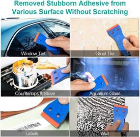 img 1 attached to 🔹 Plastic Razor Blade Scraper with 100 Pack Blades: Auto Window Tint & Sticker Remover Tool, Blue