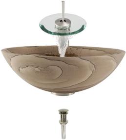 img 4 attached to 🚿 852 Sandstone Vessel Sink Brushed Nickel Bathroom Set with Waterfall Faucet (Complete Bundle - Includes Sink, Faucet, Pop Up Drain, and Sink Ring)