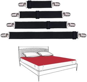 img 3 attached to Korlon 4 Pack Adjustable Heavy Duty Bed Sheet Clips: Secure Fitted Sheet Fasteners in Black