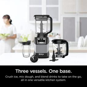 img 3 attached to 🥚 Ninja AMZ493BRN Compact Kitchen System: Powerful 1200W Blender, Dough Maker, and Frozen Drink Maker with Auto-IQ Functionality - Includes 72-oz. Blender Pitcher, 40-oz. Processor Bowl, and 18-oz. Single-Serve Cup - Sleek Grey Design