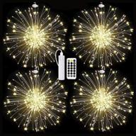 🎆 homly rechargeable firework lights: 120 led starburst fairy lights - 8 modes, remote control, waterproof - perfect for christmas party patio decoration (4 pack) logo