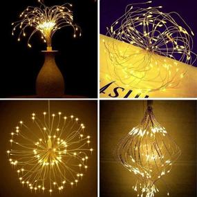 img 1 attached to 🎆 Homly Rechargeable Firework Lights: 120 LED Starburst Fairy Lights - 8 Modes, Remote Control, Waterproof - Perfect for Christmas Party Patio Decoration (4 Pack)