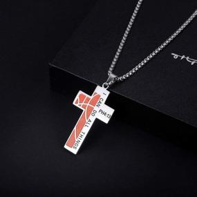 img 3 attached to 🏀 I CAN DO All Things Basketball Cross Necklace: Stylish Stainless Steel Pendant for Sporty Boys and Men